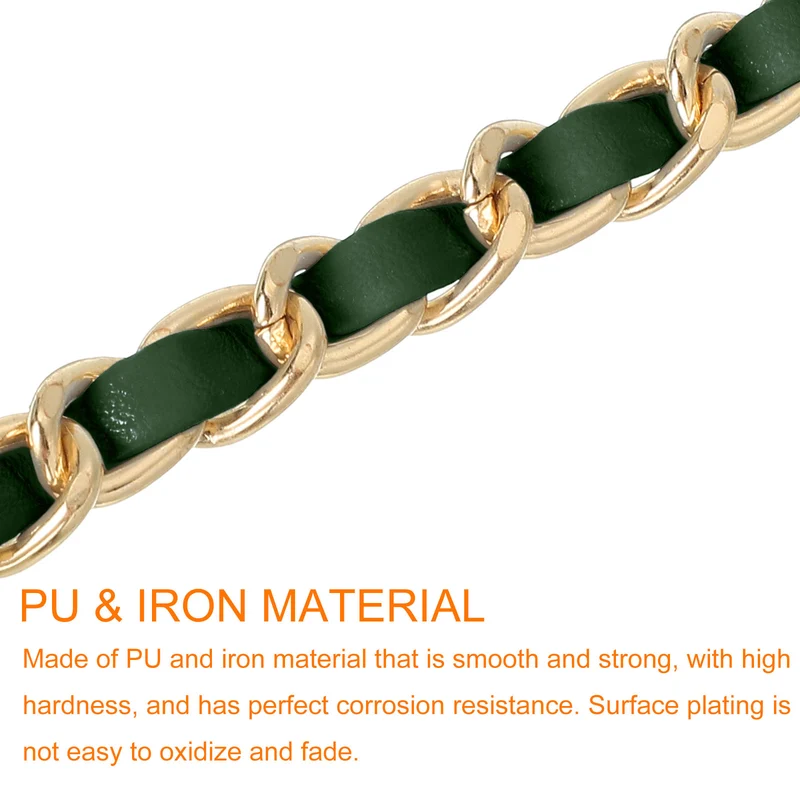 39" Purse Chain Strap with Buckles for Shoulder and Cross Body (Green + Gold)