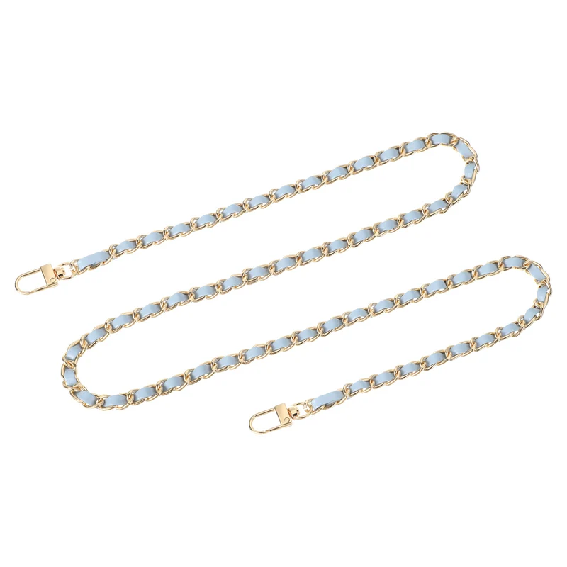 39" Purse Chain Strap with Buckles for Shoulder and Cross Body (Sky Blue + Gold)