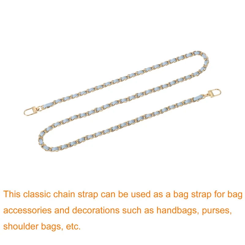 39" Purse Chain Strap with Buckles for Shoulder and Cross Body (Sky Blue + Gold)