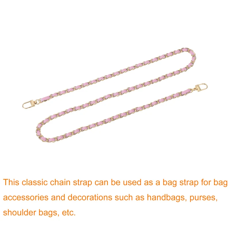 39" Purse Chain Strap with Buckles for Shoulder and Cross Body (Pink + Gold)