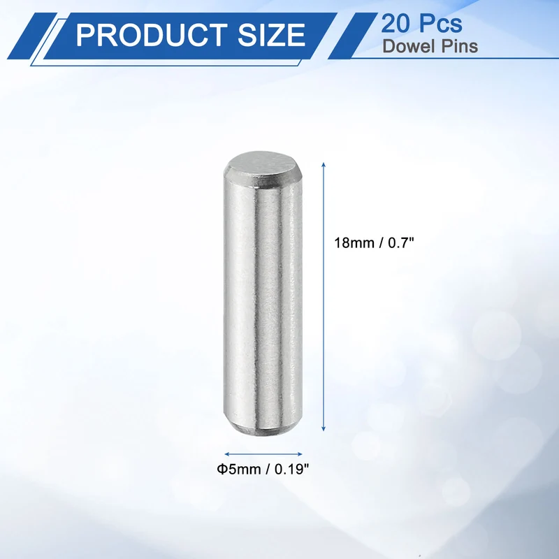 20 Pcs 5 mm x 18 mm Dowel Pins, 316L Stainless Steel Shelf Support Peg Pin