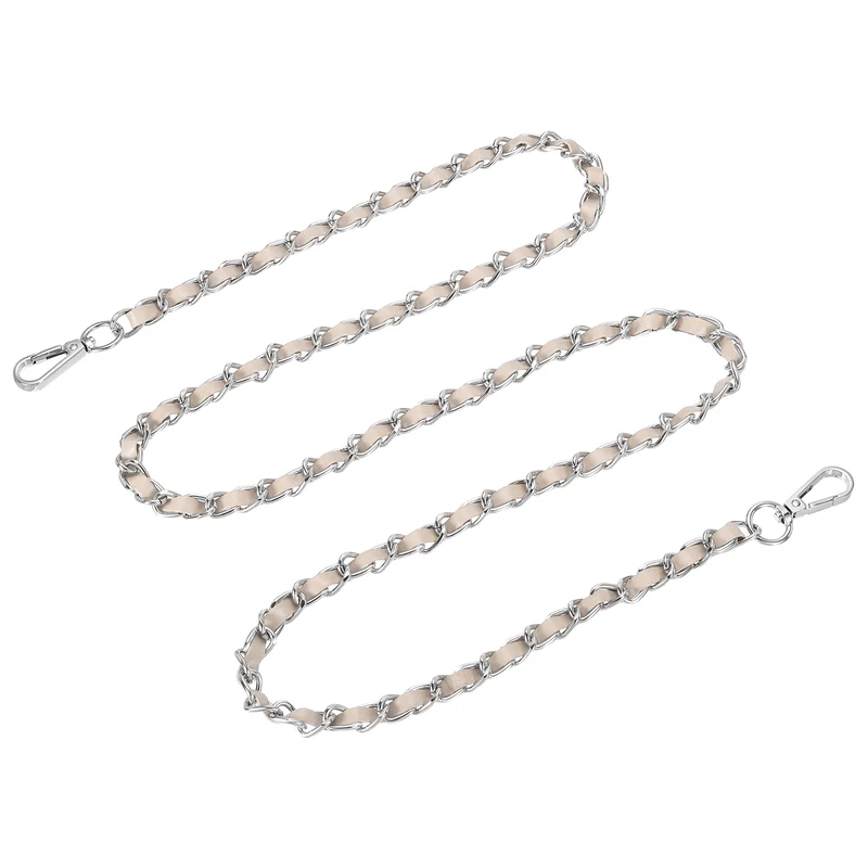 55" Purse Strap with Buckle for Shoulder and Cross Body(Beige+Silver)