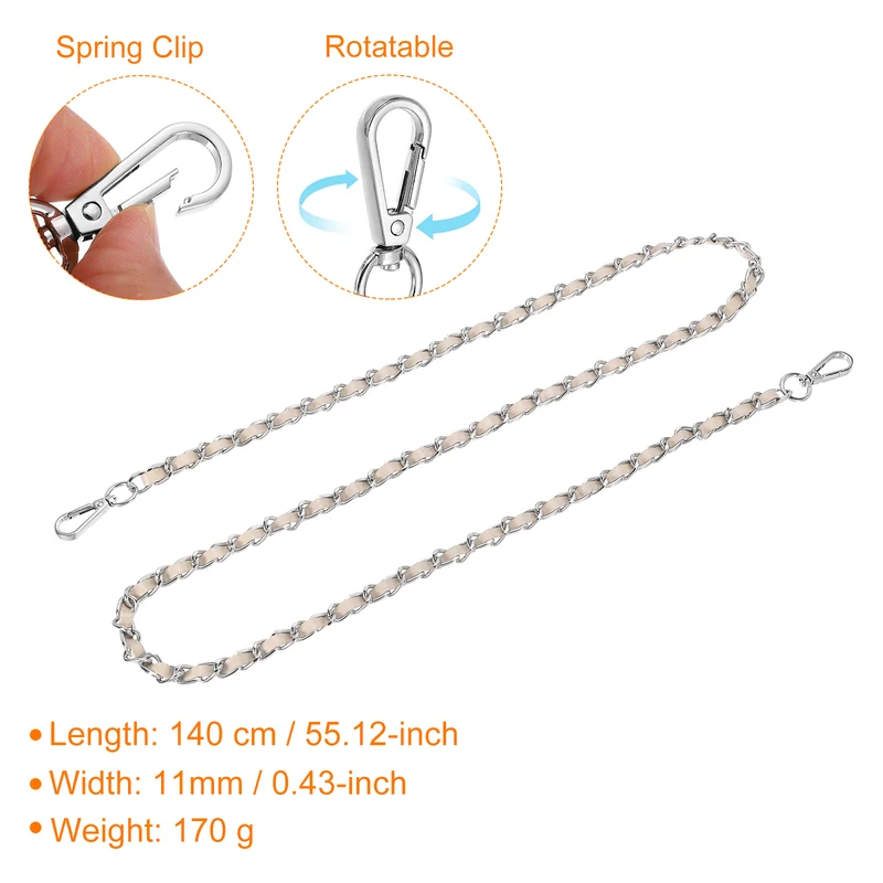 55" Purse Strap with Buckle for Shoulder and Cross Body(Beige+Silver)