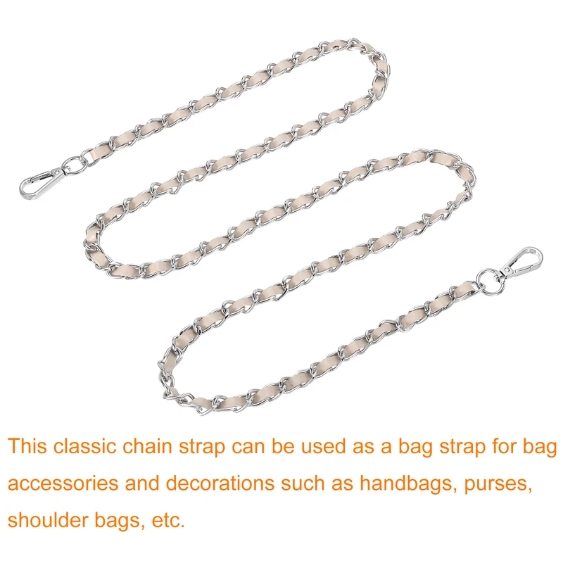 55" Purse Strap with Buckle for Shoulder and Cross Body(Beige+Silver)