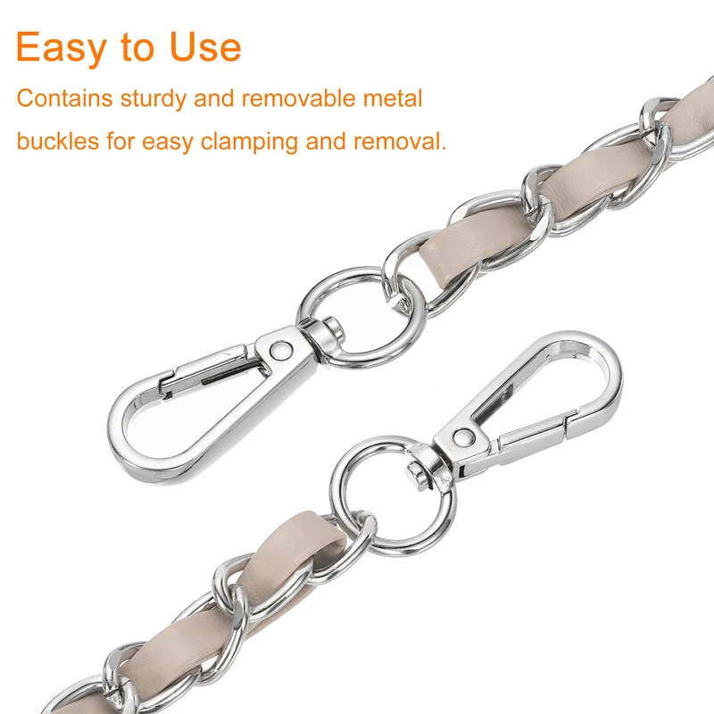 55" Purse Strap with Buckle for Shoulder and Cross Body(Beige+Silver)