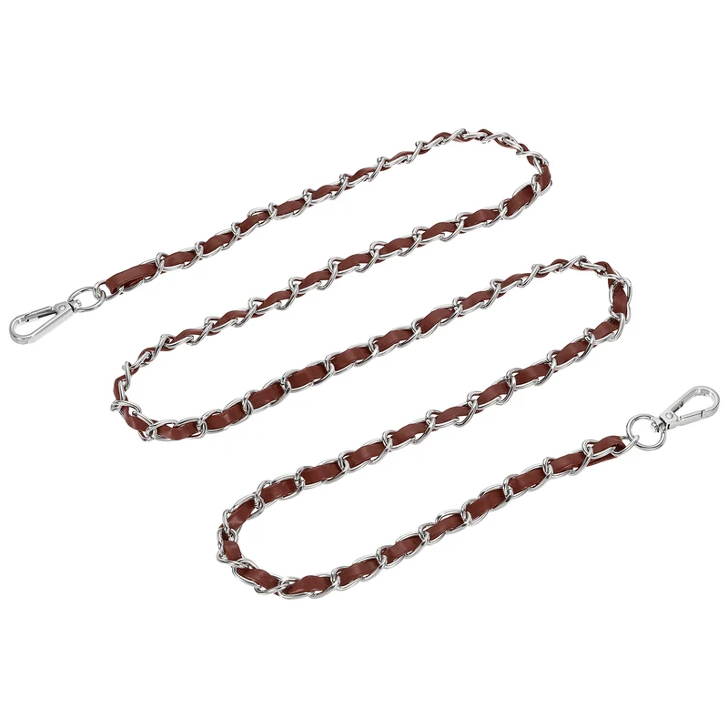 55" Purse Strap with Buckle for Shoulder and Cross Body(Dark Brown+Silver)