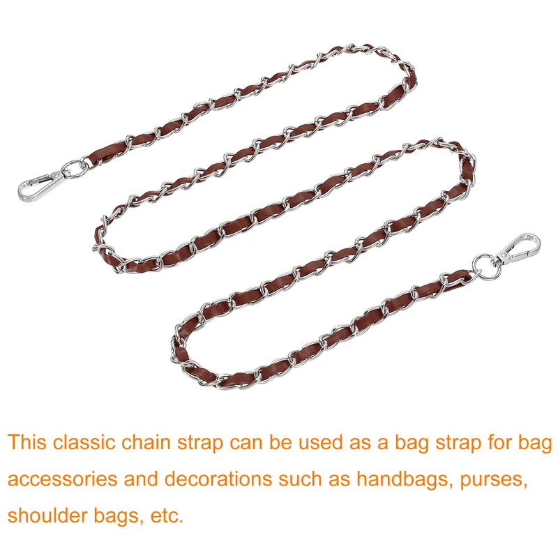 55" Purse Strap with Buckle for Shoulder and Cross Body(Dark Brown+Silver)