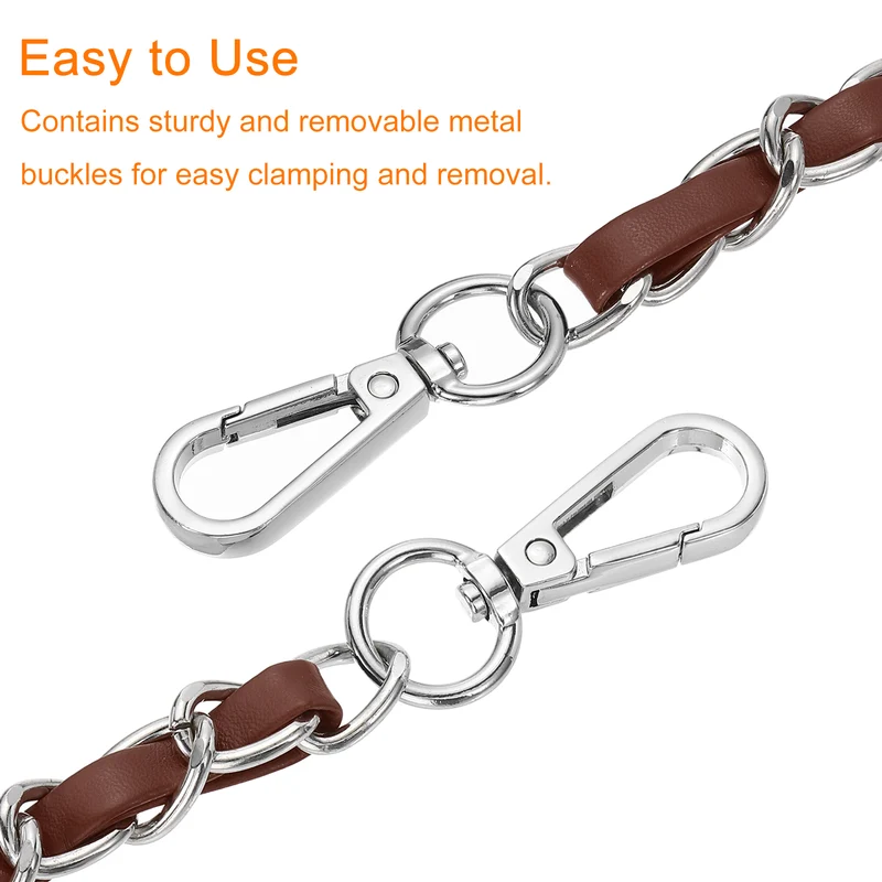 55" Purse Strap with Buckle for Shoulder and Cross Body(Dark Brown+Silver)