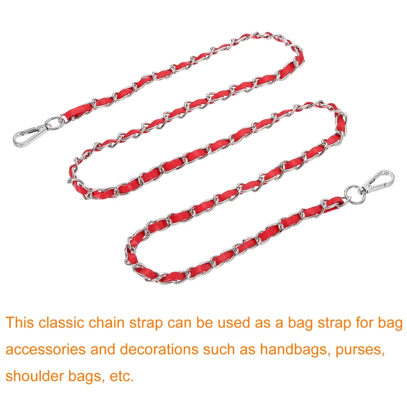 55" Purse Strap with Buckle for Shoulder and Cross Body(Red+Silver)