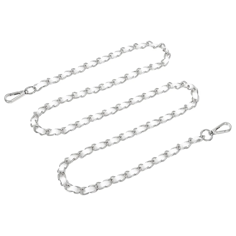 55" Purse Strap with Buckle for Shoulder and Cross Body(White+Silver)