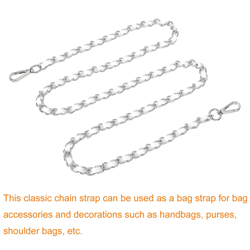 55" Purse Strap with Buckle for Shoulder and Cross Body(White+Silver)