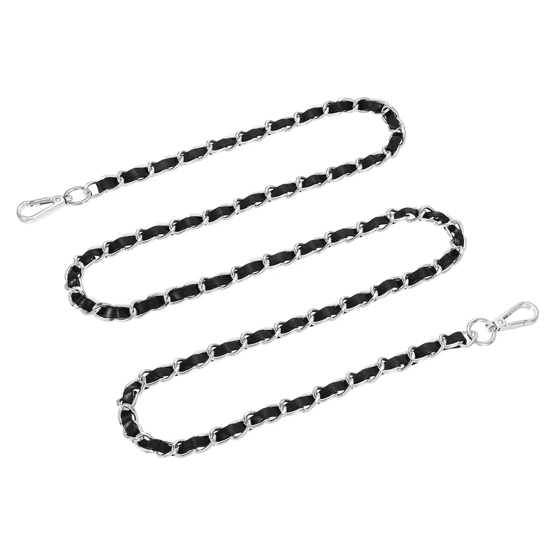 55" Purse Strap with Buckle for Shoulder and Cross Body(Black+Silver)