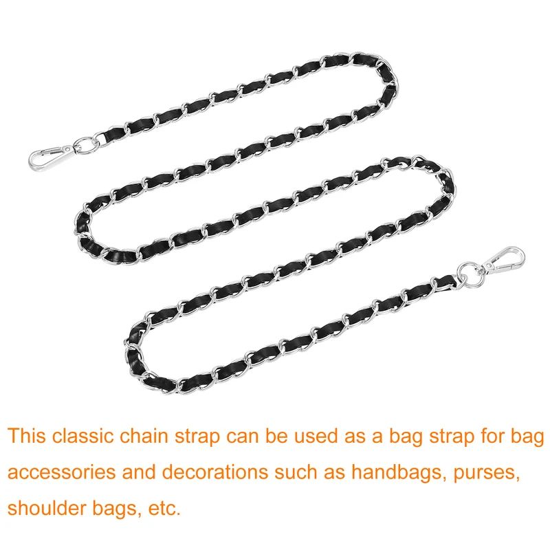 55" Purse Strap with Buckle for Shoulder and Cross Body(Black+Silver)