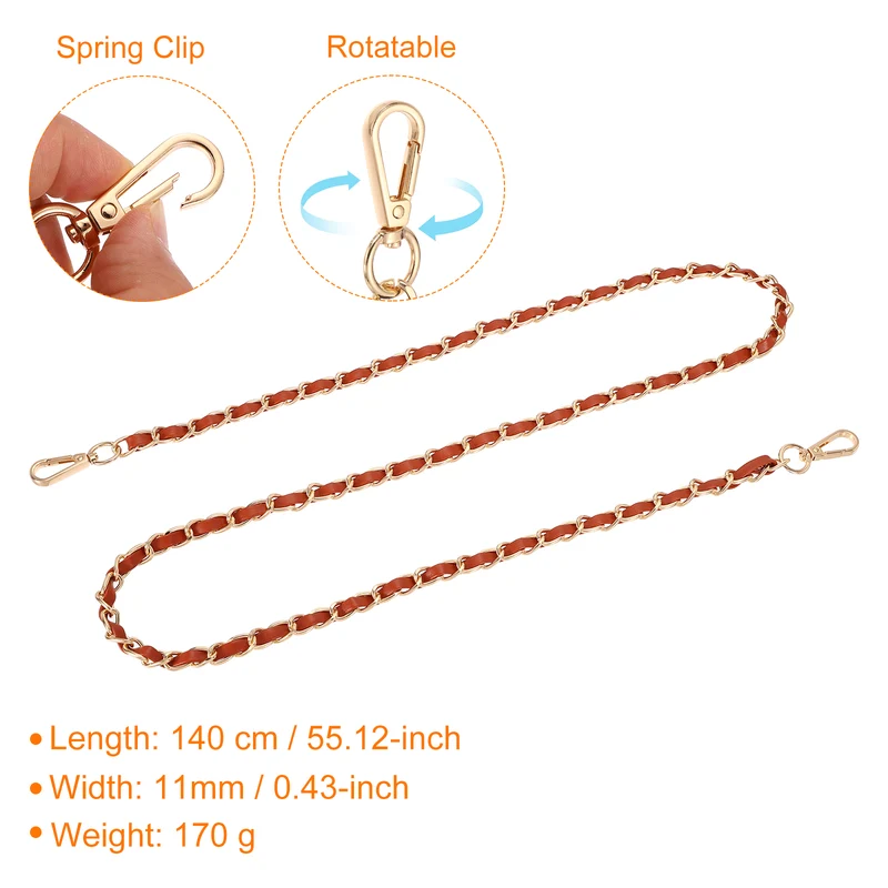 55" Purse Strap with Buckle for Shoulder and Cross Body(Brown+Gold)