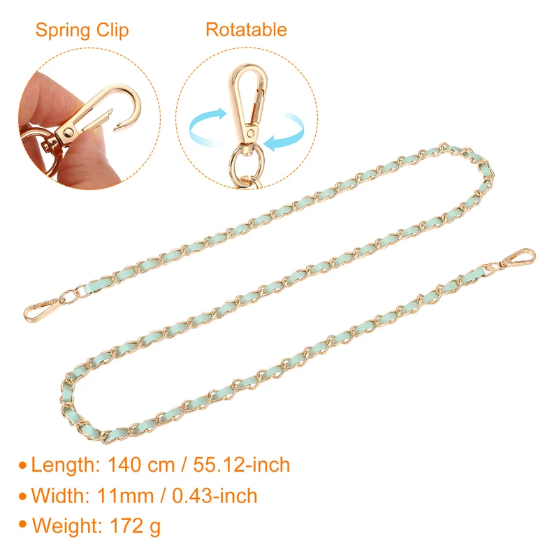55" Purse Strap with Buckle for Shoulder and Cross Body(Light Green+Gold)