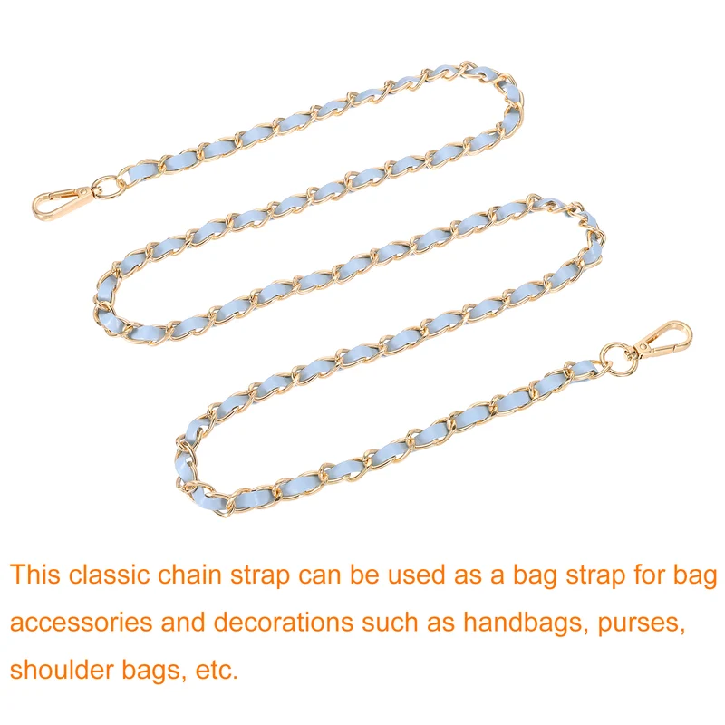 55" Purse Strap with Buckle for Shoulder and Cross Body(Sky Blue+Gold)