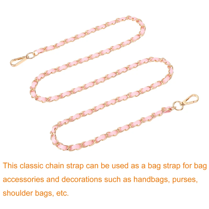 55" Purse Strap with Buckle for Shoulder and Cross Body(Pink+Gold)