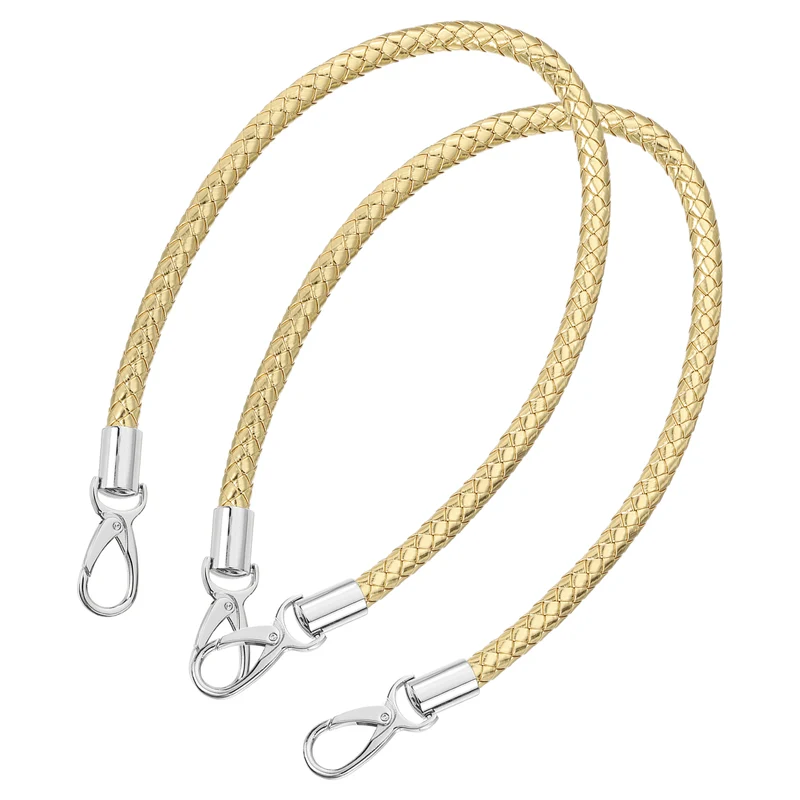 2Pcs 60cm Short Leather PU Braided Purse Replacement (Gold, Silver)