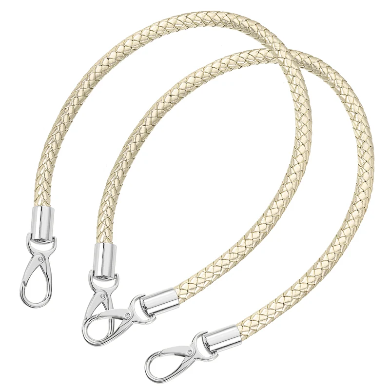 2Pcs 60cm Short Leather PU Braided Purse Replacement (Light Gold, Silver)