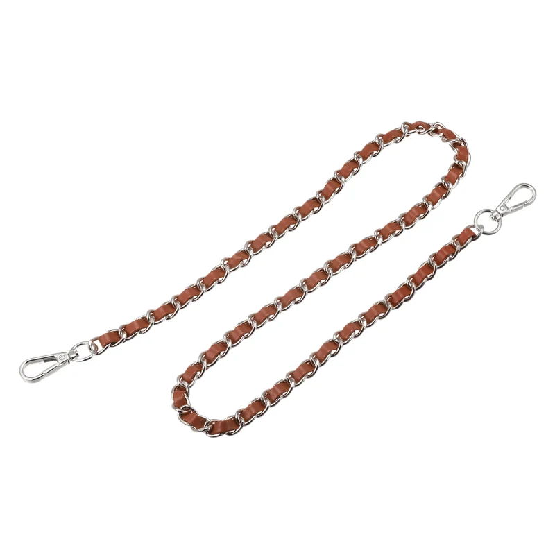 Purse Chain Strap, 24" Purse Strap Shoulder Bag Replacement Strap, Brown+Silver
