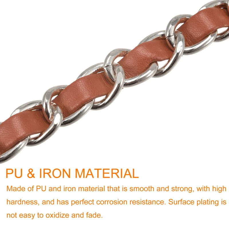 Purse Chain Strap, 24" Purse Strap Shoulder Bag Replacement Strap, Brown+Silver
