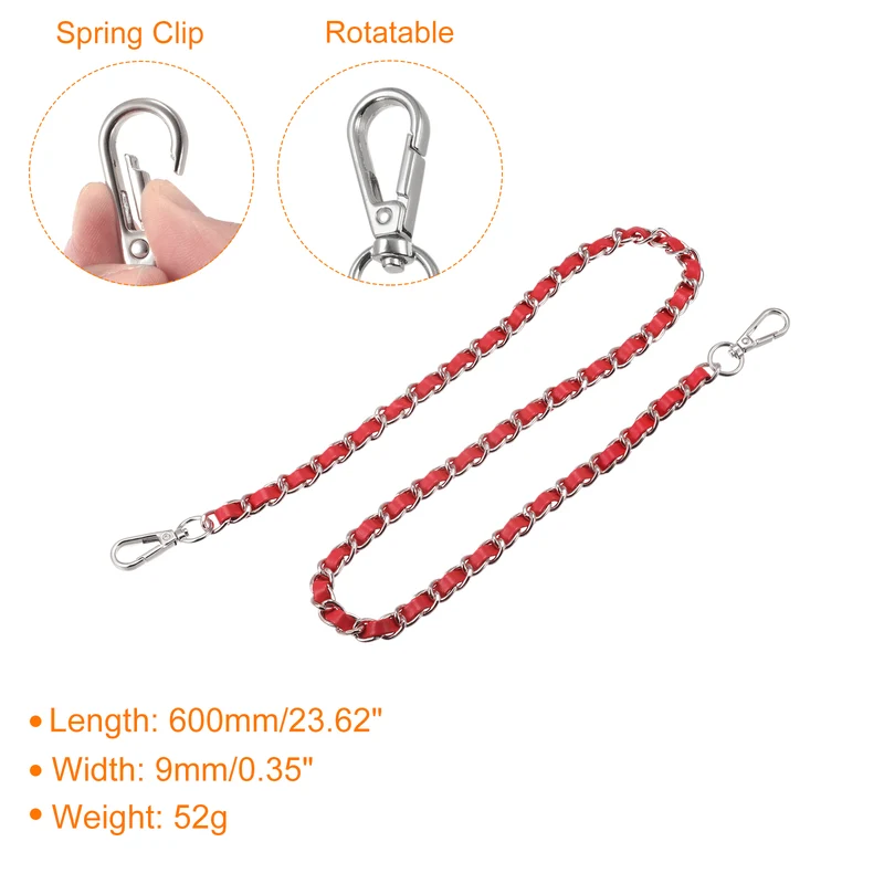 Purse Chain Strap, 24" Purse Strap Shoulder Bag Replacement Strap, Red+Silver