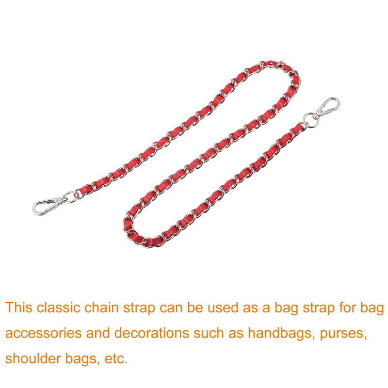 Purse Chain Strap, 24" Purse Strap Shoulder Bag Replacement Strap, Red+Silver