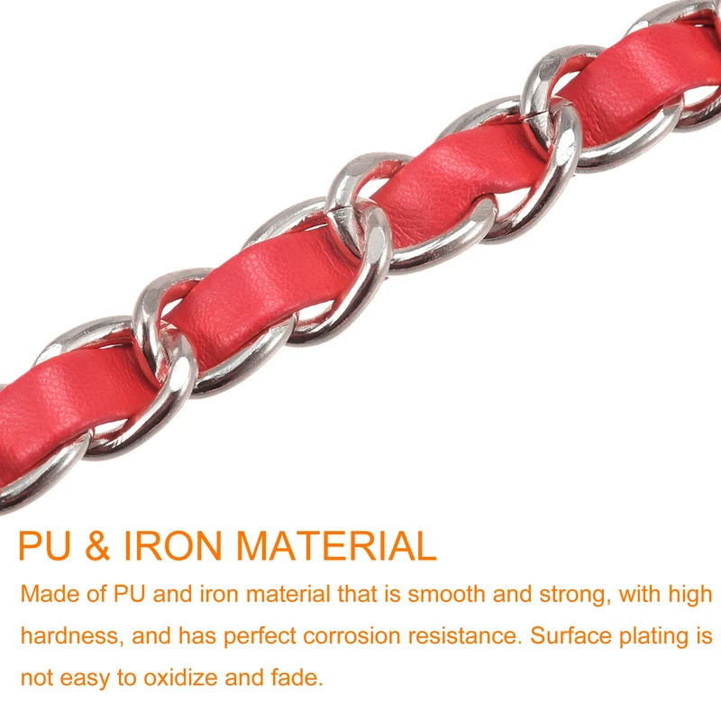 Purse Chain Strap, 24" Purse Strap Shoulder Bag Replacement Strap, Red+Silver