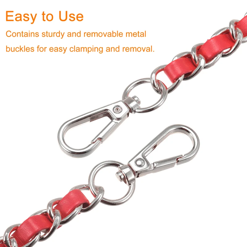 Purse Chain Strap, 24" Purse Strap Shoulder Bag Replacement Strap, Red+Silver