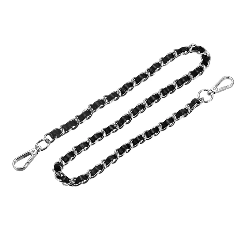 Purse Chain Strap, 24" Purse Strap Shoulder Bag Replacement Strap, Black+Silver