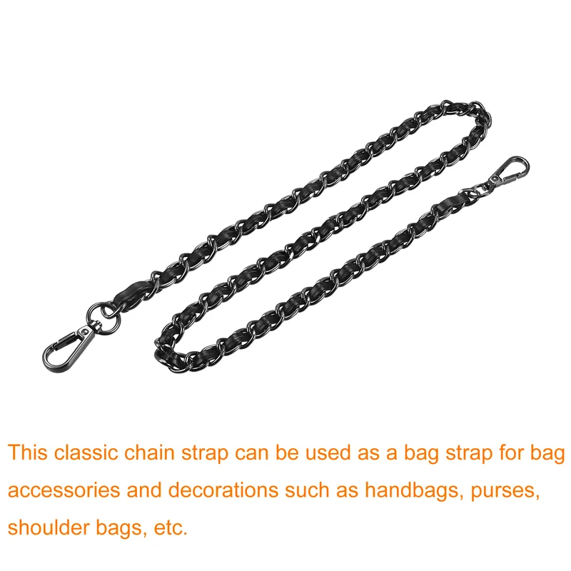 Purse Chain Strap, 32" Purse Strap Shoulder Bag Replacement Strap, Black+Grey