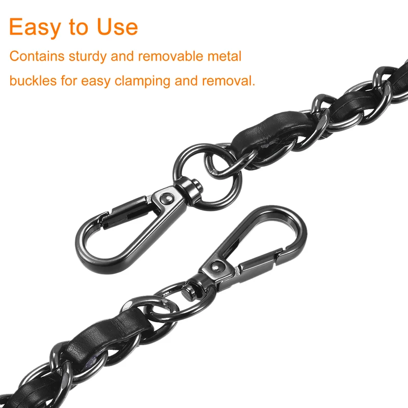 Purse Chain Strap, 32" Purse Strap Shoulder Bag Replacement Strap, Black+Grey