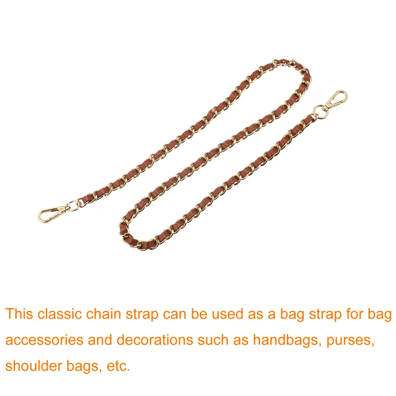 Purse Chain Strap, 32" Purse Strap Shoulder Bag Replacement Strap, Brown+Gold