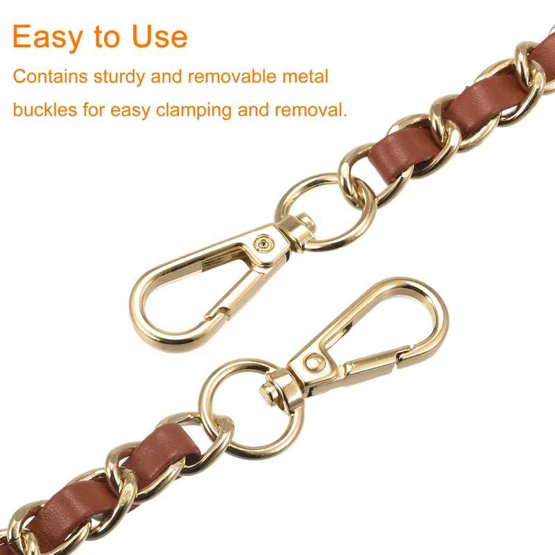 Purse Chain Strap, 32" Purse Strap Shoulder Bag Replacement Strap, Brown+Gold