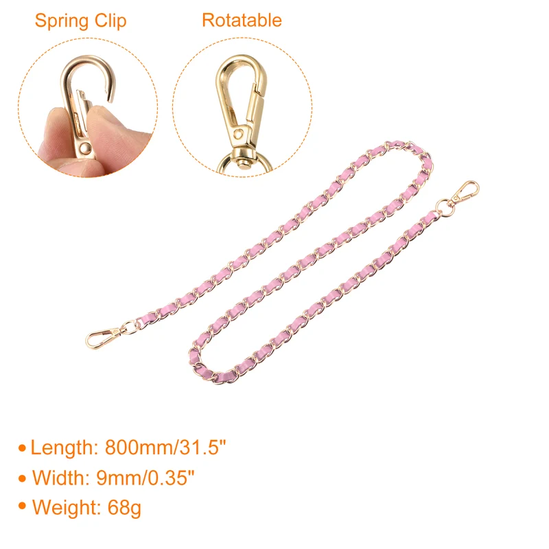 Purse Chain Strap, 32" Purse Strap Shoulder Bag Replacement Strap, Pink+Gold