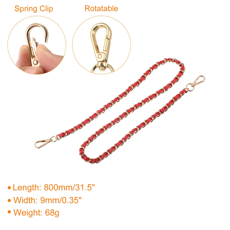 Purse Chain Strap, 32" Purse Strap Shoulder Bag Replacement Strap, Red+Gold