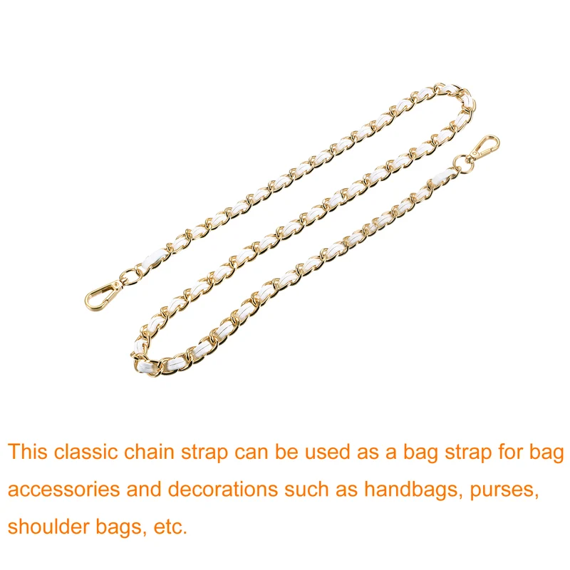 Purse Chain Strap, 32" Purse Strap Shoulder Bag Replacement Strap, White+Gold