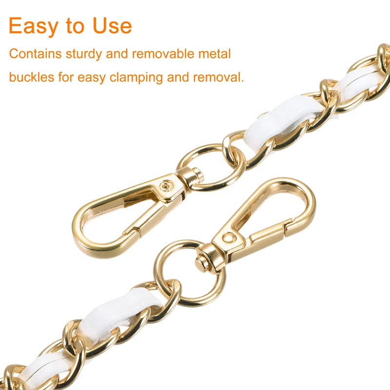 Purse Chain Strap, 32" Purse Strap Shoulder Bag Replacement Strap, White+Gold