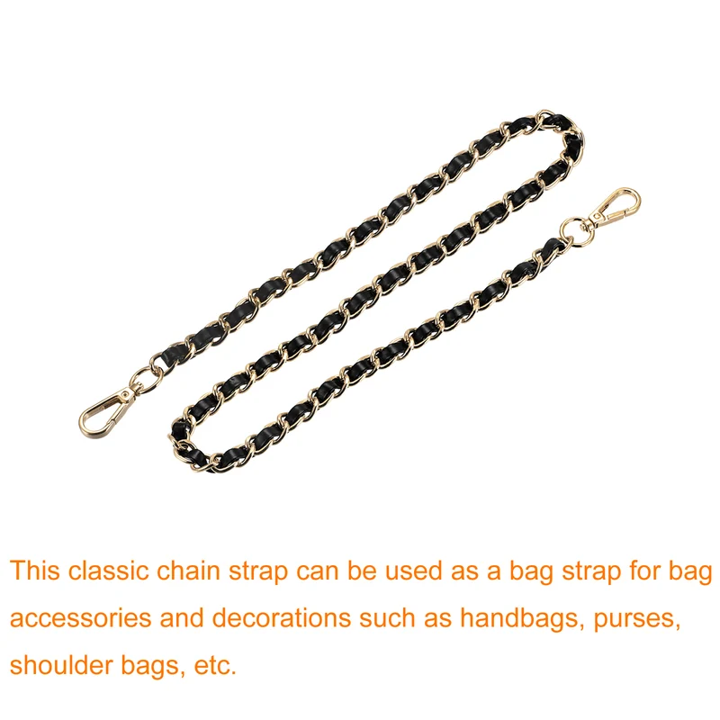 Purse Chain Strap, 32" Purse Strap Shoulder Bag Replacement Strap, Black+Gold