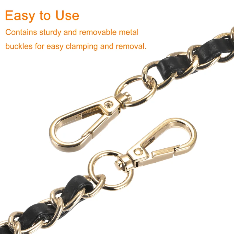 Purse Chain Strap, 32" Purse Strap Shoulder Bag Replacement Strap, Black+Gold