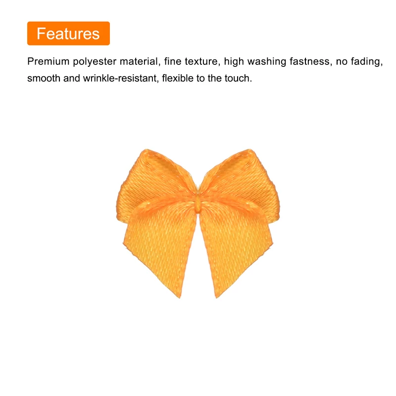50Pcs Mini Ribbon Bow 1" Mini Fabric Satin Ribbon Flower Bows for Craft DIY Sewing Wedding Birthday Party Orange