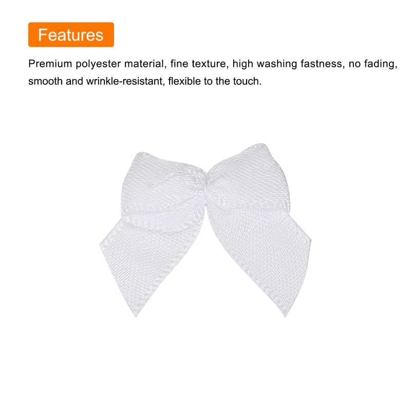 50Pcs Mini Ribbon Bow 1" Mini Fabric Satin Ribbon Flower Bows for Craft DIY Sewing Wedding Birthday Party White