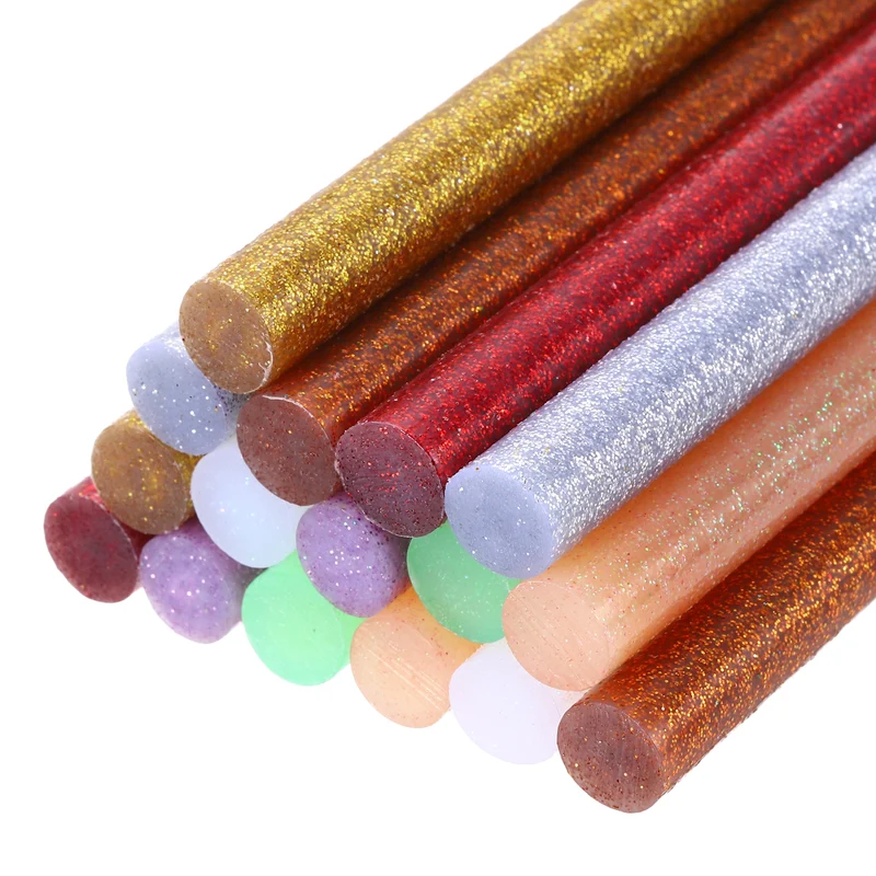 16pcs Mini Hot Glue Gun Sticks 8"x0.43" for Glue Gun, Glitter 8 Colors