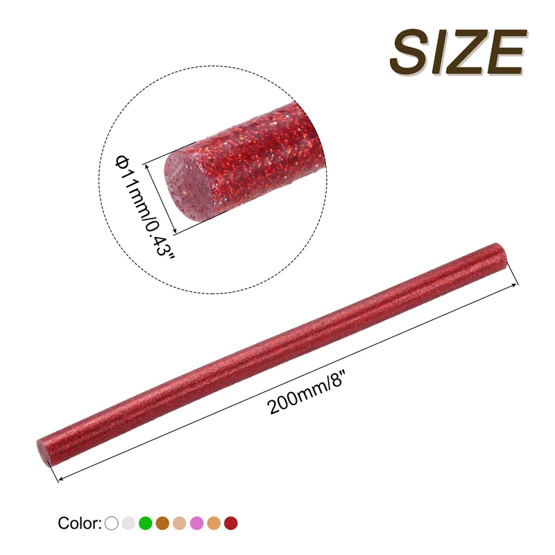 16pcs Mini Hot Glue Gun Sticks 8"x0.43" for Glue Gun, Glitter 8 Colors