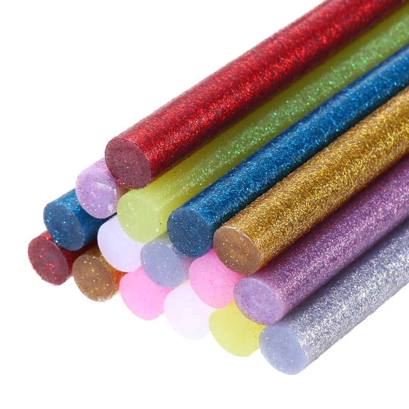 16pcs Mini Hot Glue Gun Sticks 0.43"x8" for Glue Gun, Glitter 8 Colors