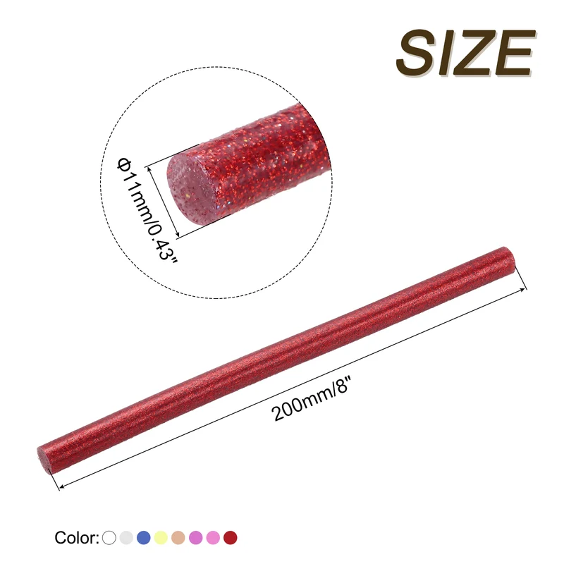 16pcs Mini Hot Glue Gun Sticks 0.43"x8" for Glue Gun, Glitter 8 Colors