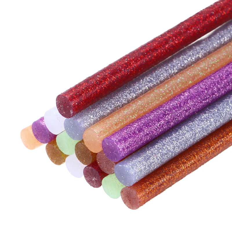 16pcs Mini Hot Glue Gun Sticks 8"x0.28" for Glue Gun, Glitter 8 Colors