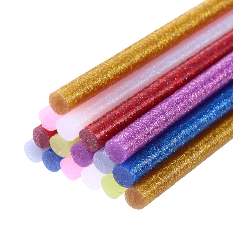 16pcs Mini Hot Glue Gun Sticks 0.28"x8" for Glue Gun, Glitter 8 Colors