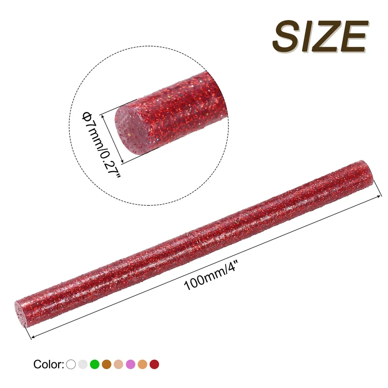 16pcs Mini Hot Glue Gun Sticks 4"x0.28" for Glue Gun, Glitter 8 Colors