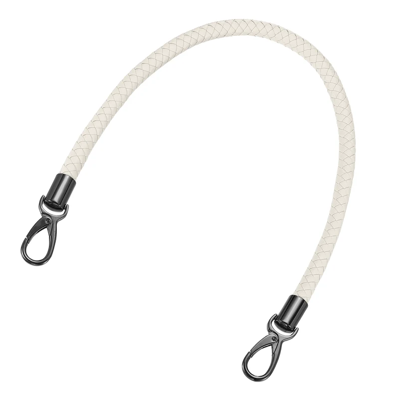 60cm Short Leather PU Braided Purse Replacement Handle - Beige White, Black